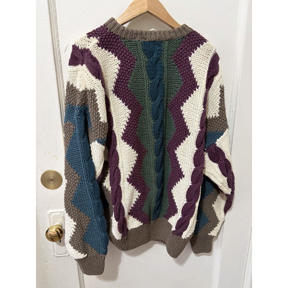 Vintage 90s Structure Colorful Cableknit Sweater NWT Size‎ XL - Picture 2 of 4